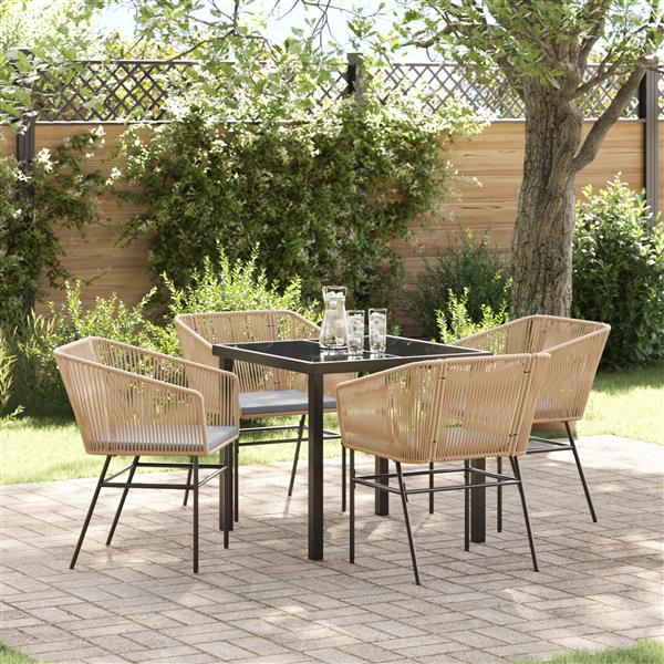 Grote foto vidaxl tuin eetset 5 pcs bruin poly riet tuin en terras tuinmeubelen