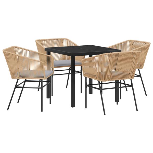 Grote foto vidaxl tuin eetset 5 pcs bruin poly riet tuin en terras tuinmeubelen