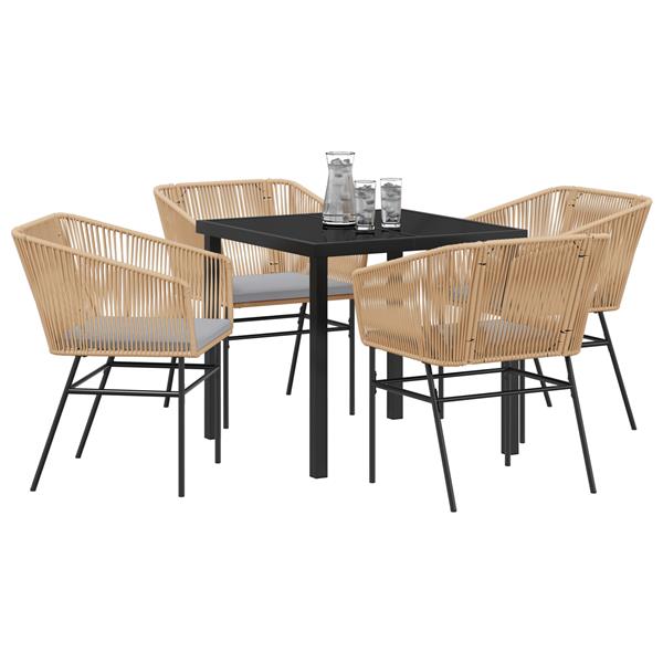 Grote foto vidaxl tuin eetset 5 pcs bruin poly riet tuin en terras tuinmeubelen
