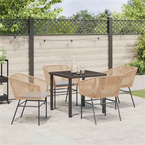 Grote foto vidaxl tuin eetset 5 pcs bruin poly riet tuin en terras tuinmeubelen