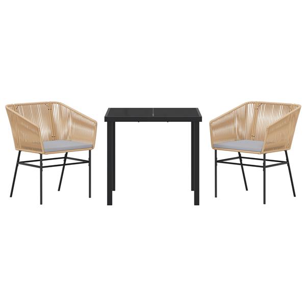 Grote foto vidaxl tuin eetset 3 pcs bruin poly riet tuin en terras tuinmeubelen