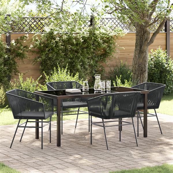 Grote foto vidaxl tuin eetset 5 pcs zwart poly riet tuin en terras tuinmeubelen