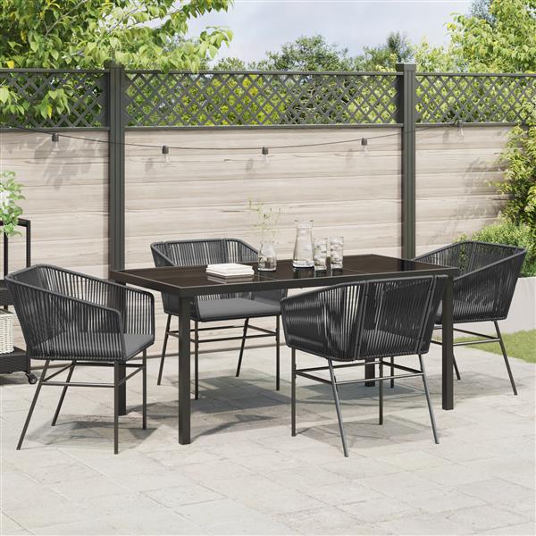 Grote foto vidaxl tuin eetset 5 pcs zwart poly riet tuin en terras tuinmeubelen