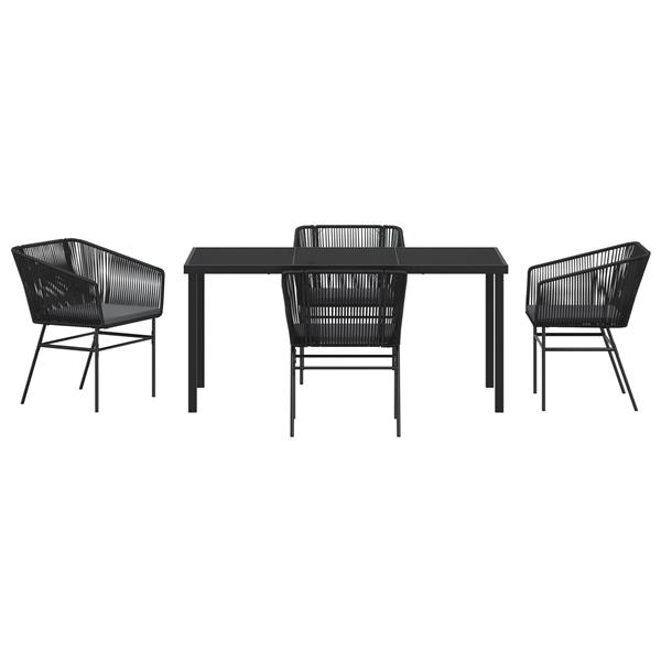 Grote foto vidaxl tuin eetset 5 pcs zwart poly riet tuin en terras tuinmeubelen