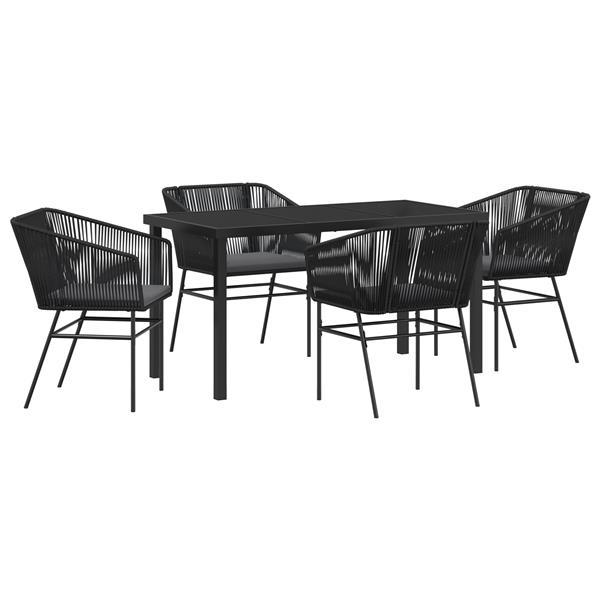 Grote foto vidaxl tuin eetset 5 pcs zwart poly riet tuin en terras tuinmeubelen