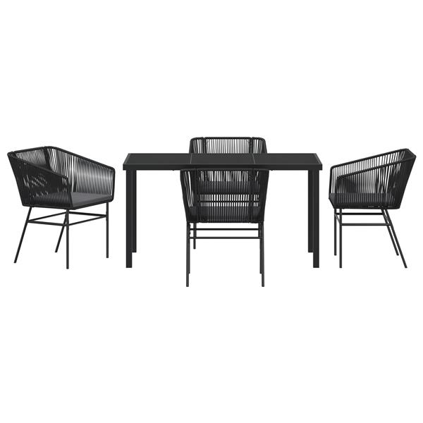 Grote foto vidaxl tuin eetset 5 pcs zwart poly riet tuin en terras tuinmeubelen