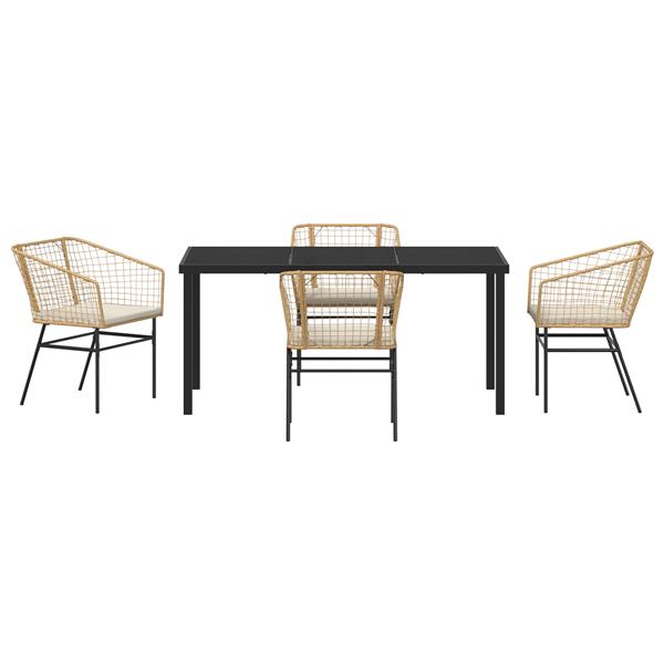 Grote foto vidaxl tuin eetset 5 pcs bruin poly rattan tuin en terras tuinmeubelen