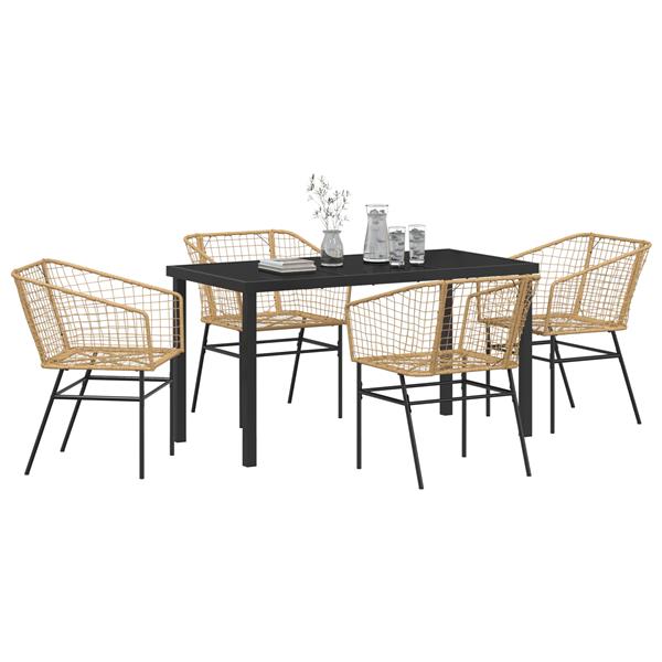 Grote foto vidaxl tuin eetset 5 pcs bruin poly rattan tuin en terras tuinmeubelen