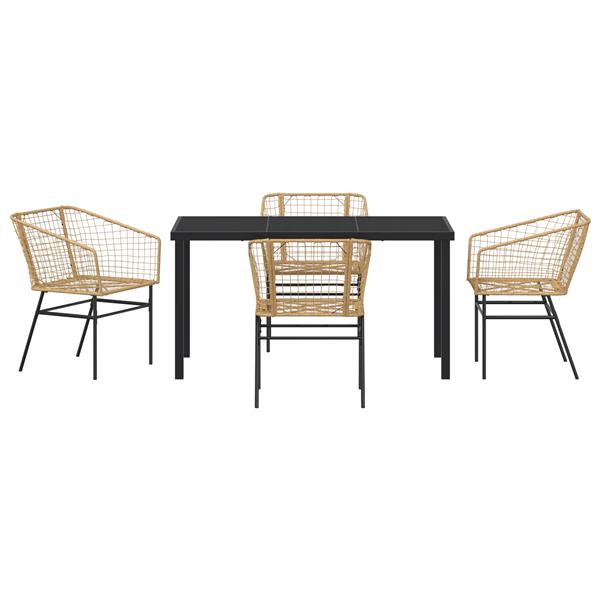 Grote foto vidaxl tuin eetset 5 pcs bruin poly rattan tuin en terras tuinmeubelen