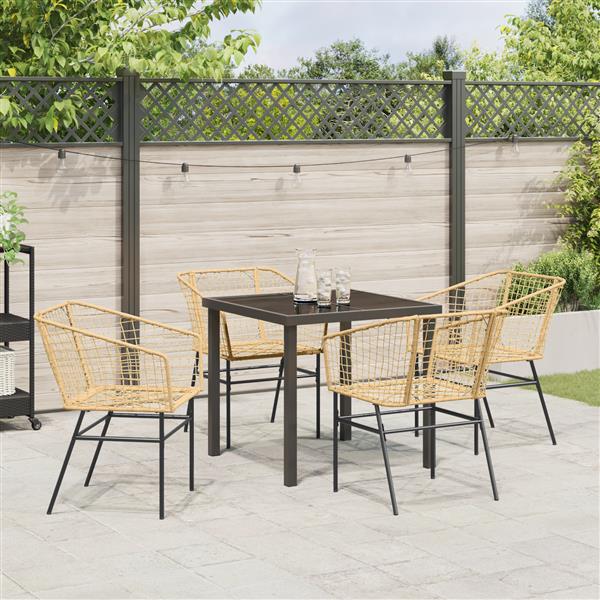 Grote foto vidaxl tuin eetset 5 pcs bruin poly rattan tuin en terras tuinmeubelen