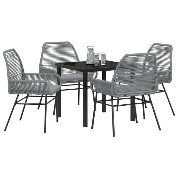 Grote foto vidaxl tuin eetset 5 pcs grijs poly rattan tuin en terras tuinmeubelen