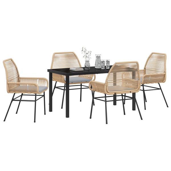 Grote foto vidaxl tuin eetset 5 pcs bruin poly rattan tuin en terras tuinmeubelen
