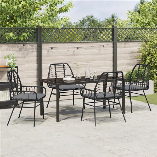 Grote foto vidaxl tuin eetset 5 pcs zwart poly rattan tuin en terras tuinmeubelen