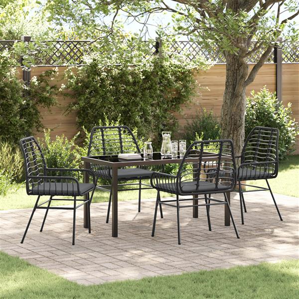 Grote foto vidaxl tuin eetset 5 pcs zwart poly rattan tuin en terras tuinmeubelen