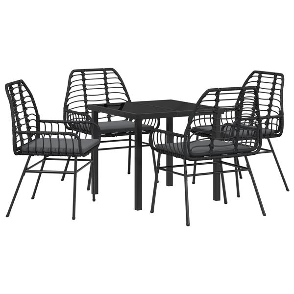 Grote foto vidaxl tuin eetset 5 pcs zwart poly rattan tuin en terras tuinmeubelen