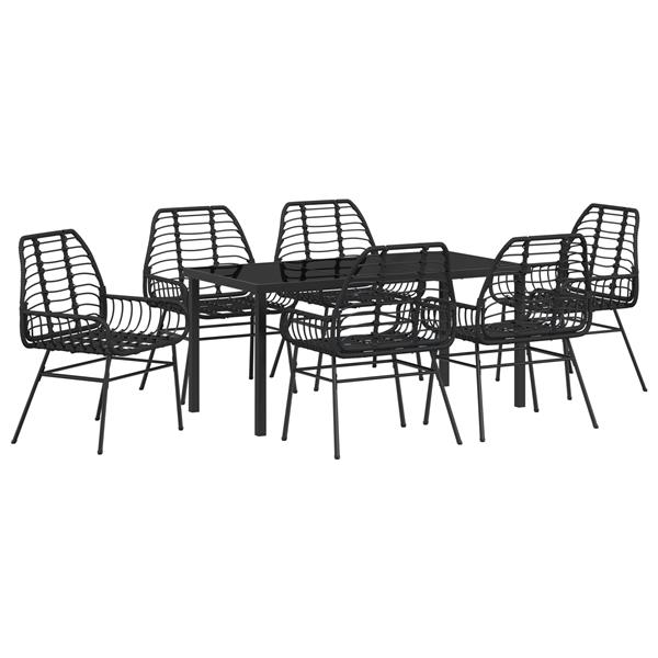 Grote foto vidaxl tuin eetset 7 pcs zwart poly rattan tuin en terras tuinmeubelen