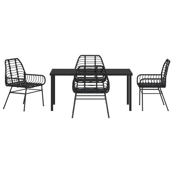 Grote foto vidaxl tuin eetset 5 pcs zwart poly rattan tuin en terras tuinmeubelen