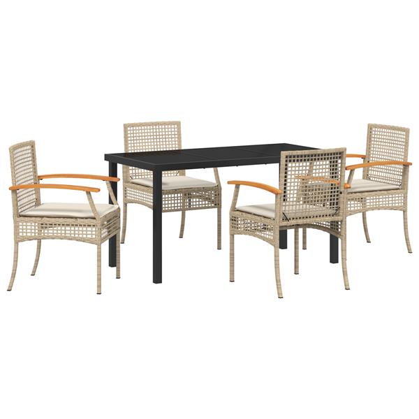 Grote foto vidaxl tuin eetset 5 pcs beige poly rattan tuin en terras tuinmeubelen