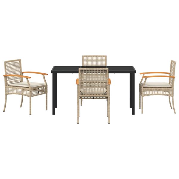 Grote foto vidaxl tuin eetset 5 pcs beige poly rattan tuin en terras tuinmeubelen