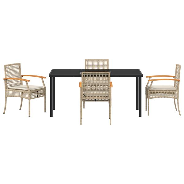 Grote foto vidaxl tuin eetset 5 pcs beige poly rattan tuin en terras tuinmeubelen