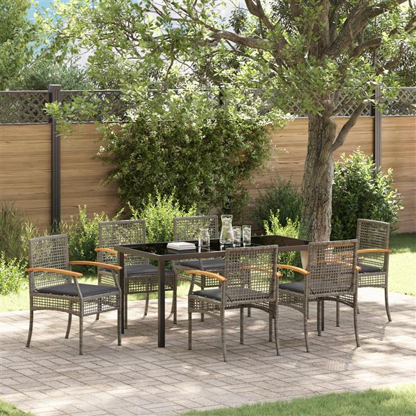 Grote foto vidaxl tuin eetset 7 pcs grijs poly rattan tuin en terras tuinmeubelen
