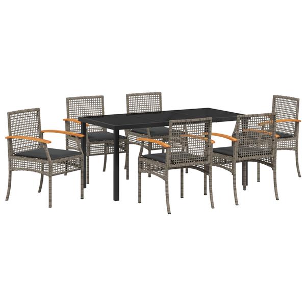 Grote foto vidaxl tuin eetset 7 pcs grijs poly rattan tuin en terras tuinmeubelen