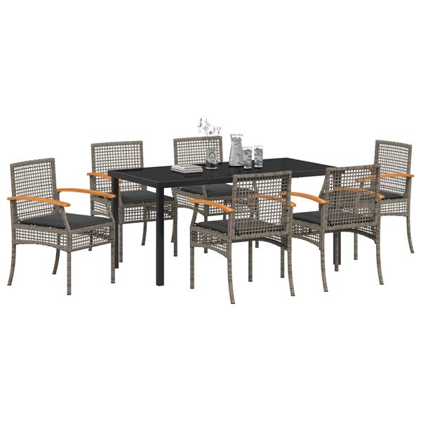 Grote foto vidaxl tuin eetset 7 pcs grijs poly rattan tuin en terras tuinmeubelen