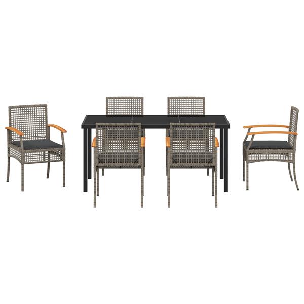 Grote foto vidaxl tuin eetset 7 pcs grijs poly rattan tuin en terras tuinmeubelen