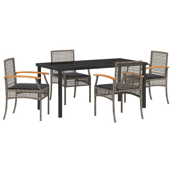 Grote foto vidaxl tuin eetset 5 pcs grijs poly rattan tuin en terras tuinmeubelen