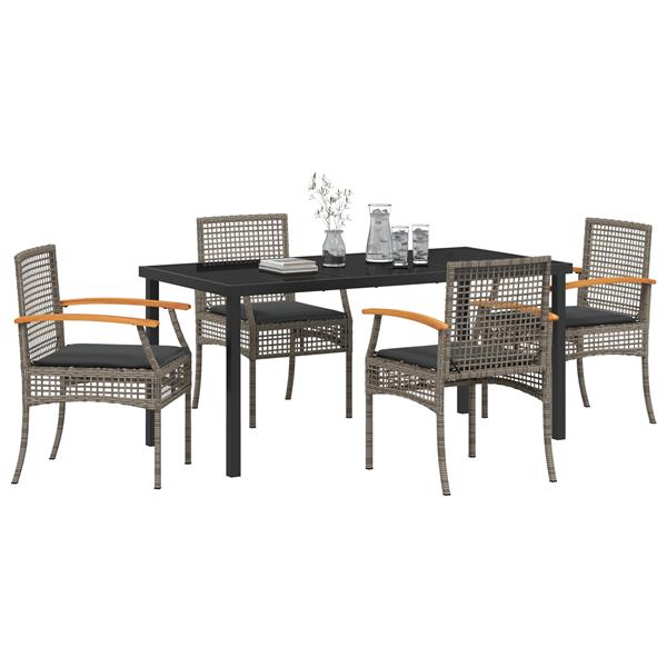 Grote foto vidaxl tuin eetset 5 pcs grijs poly rattan tuin en terras tuinmeubelen