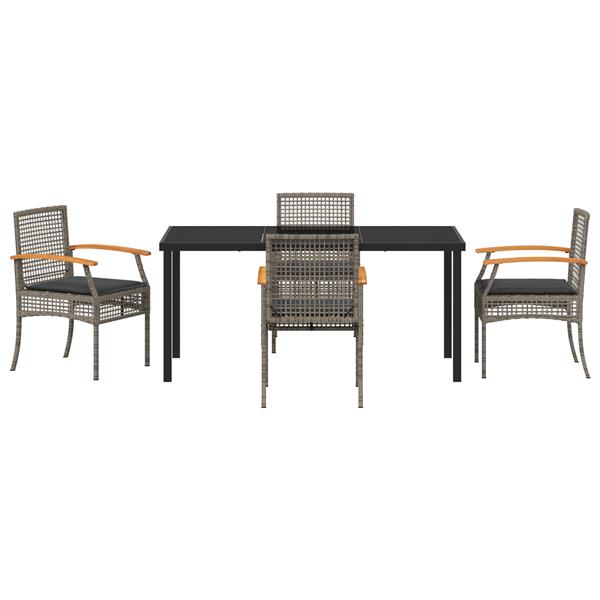 Grote foto vidaxl tuin eetset 5 pcs grijs poly rattan tuin en terras tuinmeubelen