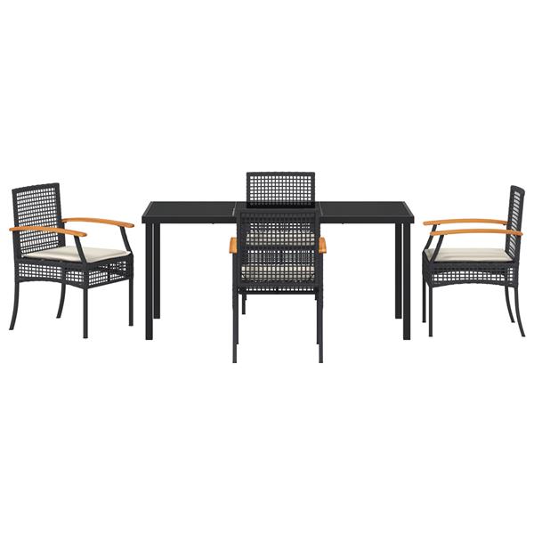 Grote foto vidaxl tuin eetset 5 pcs zwart poly rattan tuin en terras tuinmeubelen
