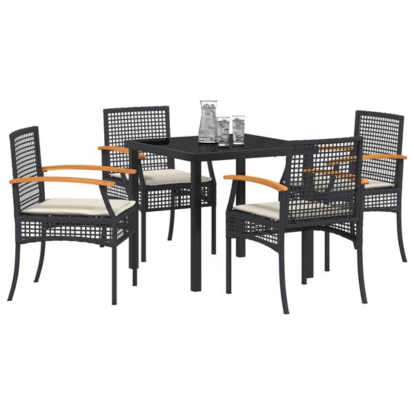 Grote foto vidaxl tuin eetset 5 pcs zwart poly rattan tuin en terras tuinmeubelen