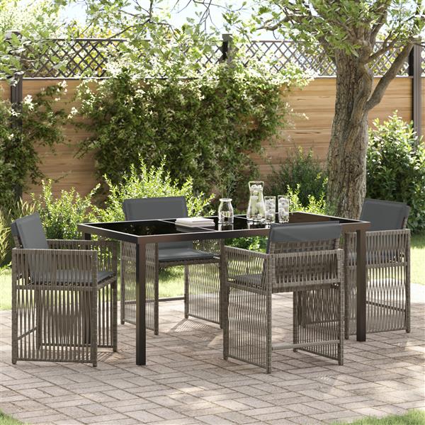 Grote foto vidaxl tuin eetset 5 pcs grijs poly rattan tuin en terras tuinmeubelen