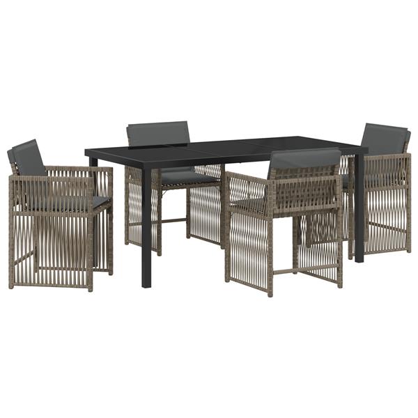 Grote foto vidaxl tuin eetset 5 pcs grijs poly rattan tuin en terras tuinmeubelen