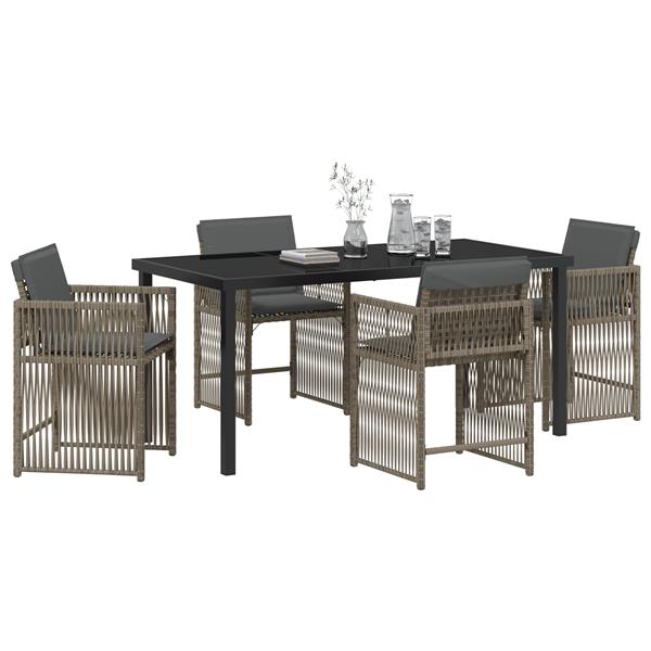 Grote foto vidaxl tuin eetset 5 pcs grijs poly rattan tuin en terras tuinmeubelen