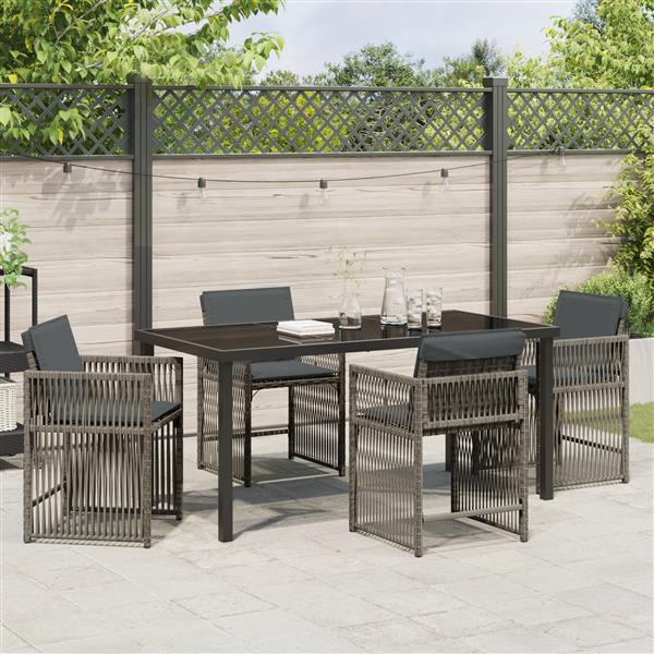 Grote foto vidaxl tuin eetset 5 pcs grijs poly rattan tuin en terras tuinmeubelen