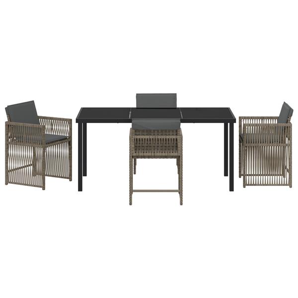 Grote foto vidaxl tuin eetset 5 pcs grijs poly rattan tuin en terras tuinmeubelen