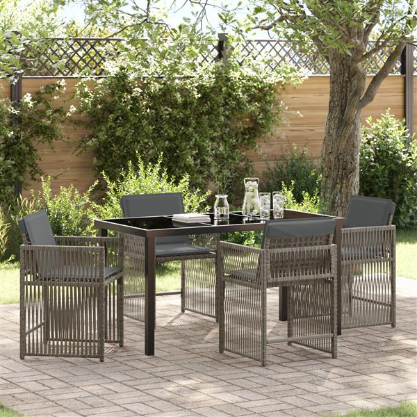 Grote foto vidaxl tuin eetset 5 pcs grijs poly rattan tuin en terras tuinmeubelen