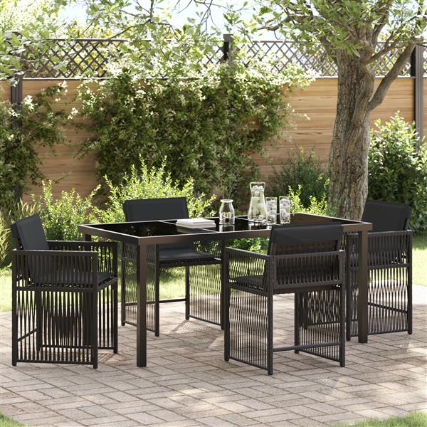Grote foto vidaxl tuin eetset 5 pcs zwart poly rattan tuin en terras tuinmeubelen