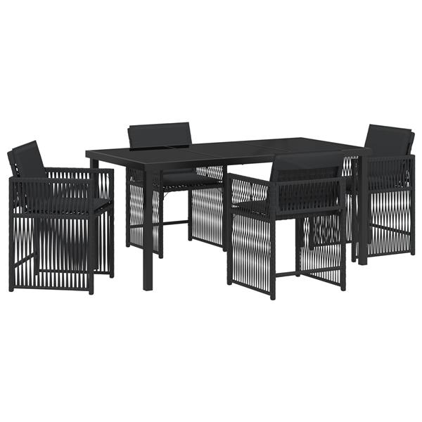 Grote foto vidaxl tuin eetset 5 pcs zwart poly rattan tuin en terras tuinmeubelen
