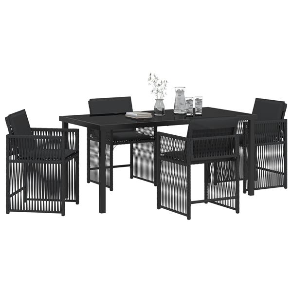 Grote foto vidaxl tuin eetset 5 pcs zwart poly rattan tuin en terras tuinmeubelen