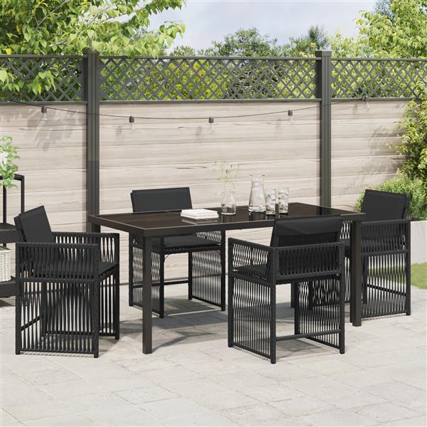 Grote foto vidaxl tuin eetset 5 pcs zwart poly rattan tuin en terras tuinmeubelen