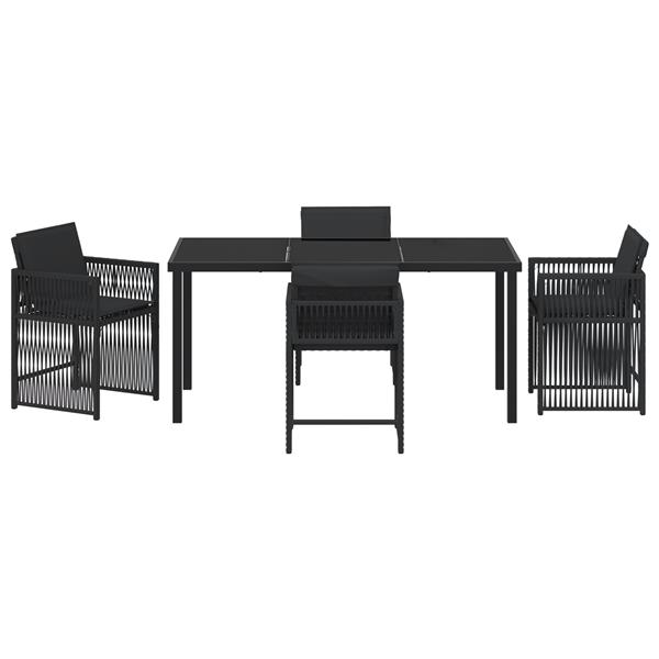 Grote foto vidaxl tuin eetset 5 pcs zwart poly rattan tuin en terras tuinmeubelen
