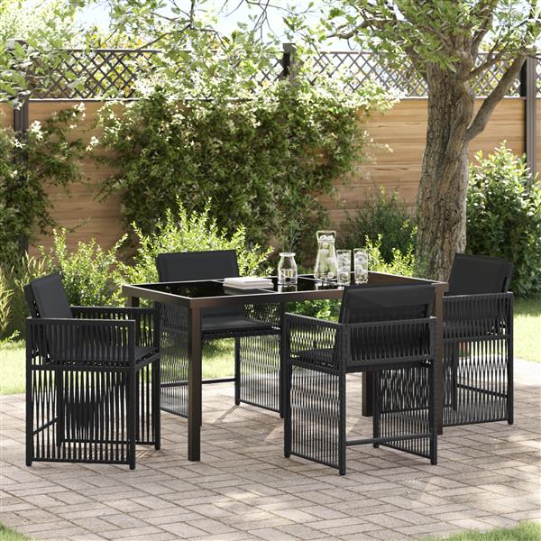 Grote foto vidaxl tuin eetset 5 pcs zwart poly rattan tuin en terras tuinmeubelen