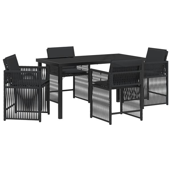 Grote foto vidaxl tuin eetset 5 pcs zwart poly rattan tuin en terras tuinmeubelen
