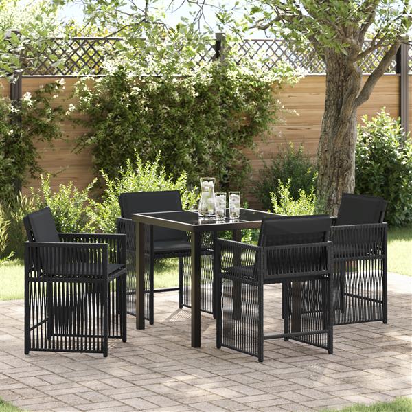 Grote foto vidaxl tuin eetset 5 pcs zwart poly rattan tuin en terras tuinmeubelen