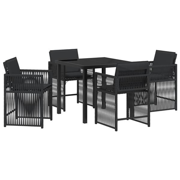 Grote foto vidaxl tuin eetset 5 pcs zwart poly rattan tuin en terras tuinmeubelen