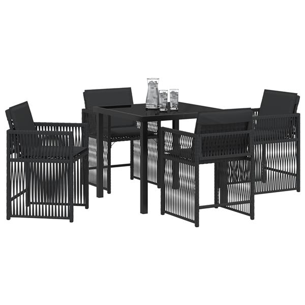 Grote foto vidaxl tuin eetset 5 pcs zwart poly rattan tuin en terras tuinmeubelen