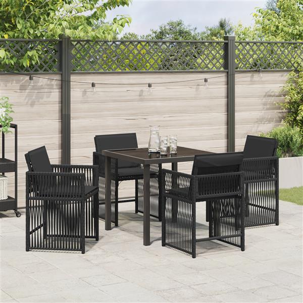 Grote foto vidaxl tuin eetset 5 pcs zwart poly rattan tuin en terras tuinmeubelen